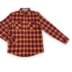 The American Outdoors Shirt Men Medium Orange Long Sleeve Plaid Flannel NWT